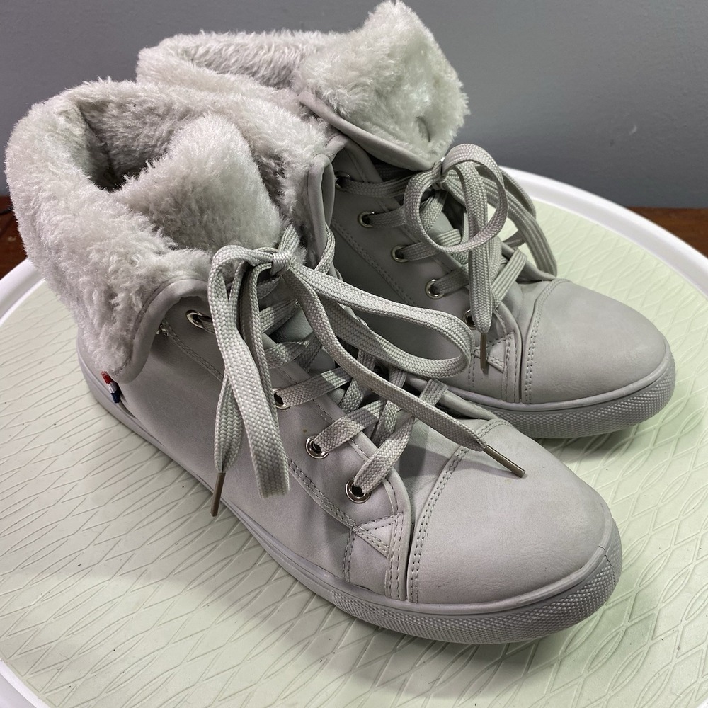 Tommy Hilfiger Light Gray Ankle‎ Boots Womens Sz.10 Bootie Lace Up Combat